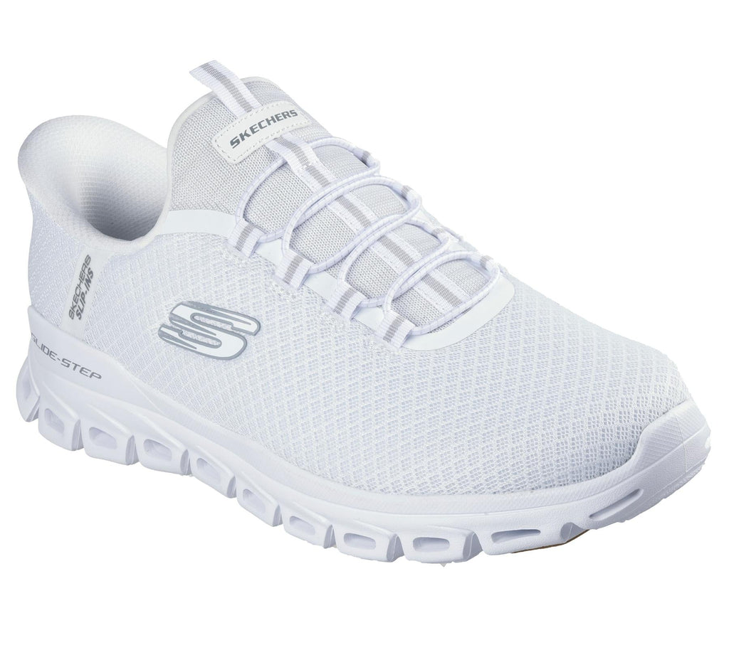 Skechers Slip On Sneaker Shoe For Men Glide-Step Noxus Slip-Ins Stretch Lace in White, 5.5-13