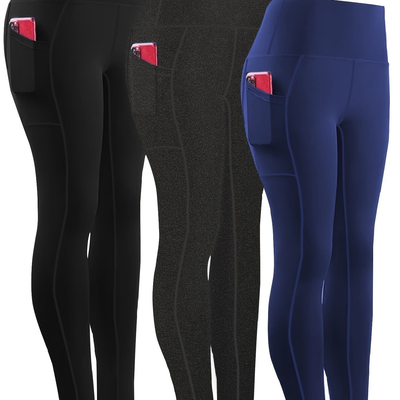 Three-piece Set, Sports Yoga Pants for Women, High Waist, Tight, Quick-Drying, Compression Pants, High Elasticity, Running Outerwear, Long Trousers, Bottoming Pants