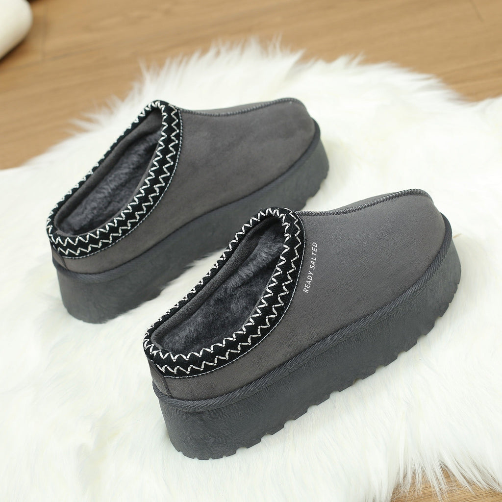 Women's Slipper Ladies Slip On Indoor Platform Slippers Warm Plush with Anti-Skid Sole Lined Outdoor Winter Shoes