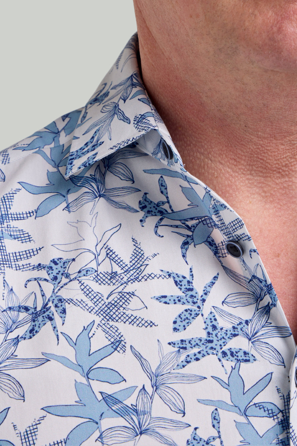 Double TWO Floral Short Sleeve Shirt For Men in Slate, M-5XL