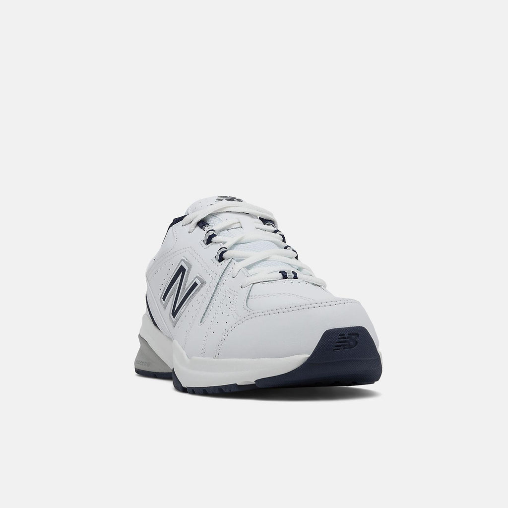 New Balance Men's EE Wide Fit Leather Sneakers (608) in White/Navy in UK 12 (US 12.5/EU 47)