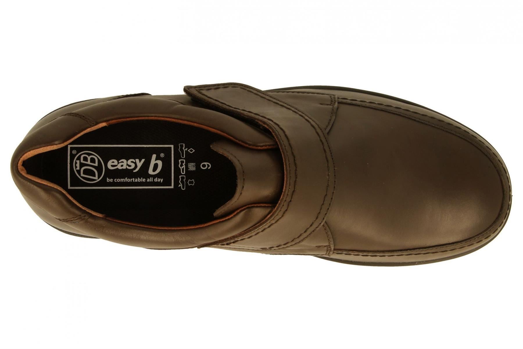 DB Mens Extra Wide Fit Touch Strap Leather Shoes in Brown Size 14
