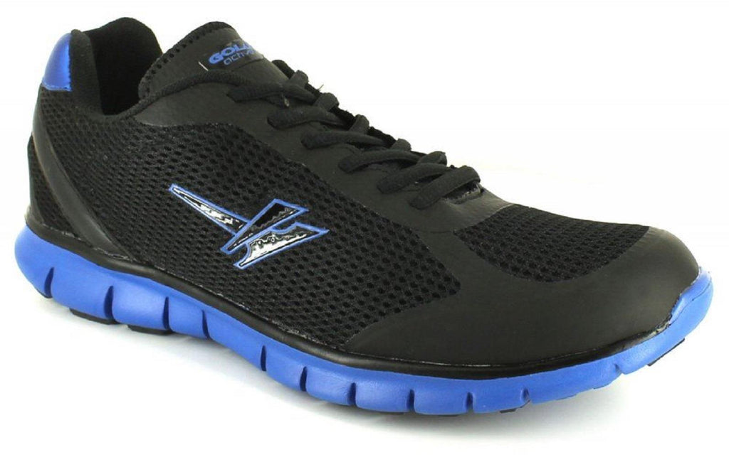 GOLA LIGHT WEIGHT RELAXED FIT BREATHABLE RUNNING TRAINERS IN BLACK/BLUE IN SIZE UK7 TO UK15