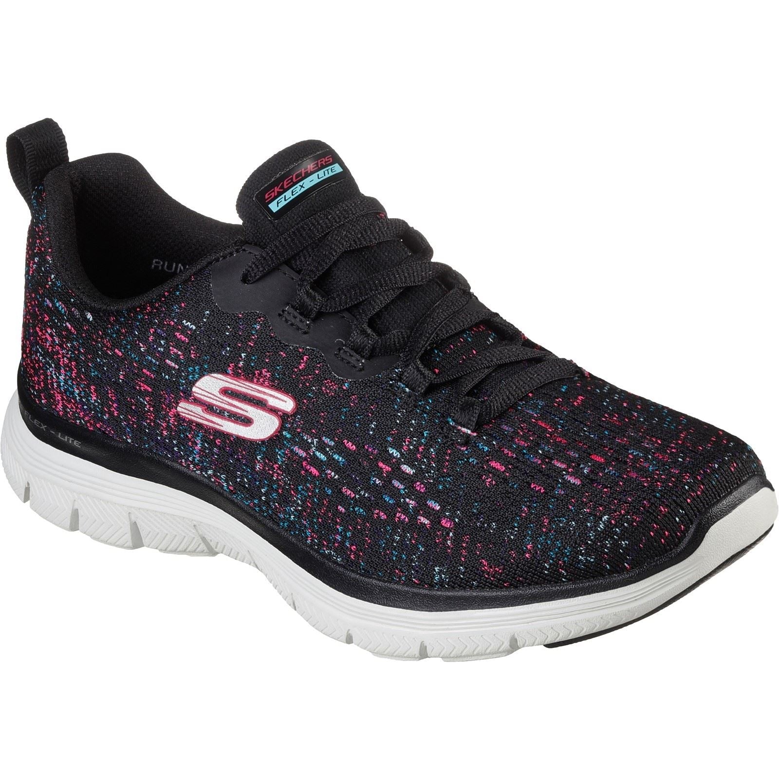 Skechers (GAR149301) Women's Flex Appeal 4.0 - Vivid Spirit Trainer in Black/Light Pink 3 to 8