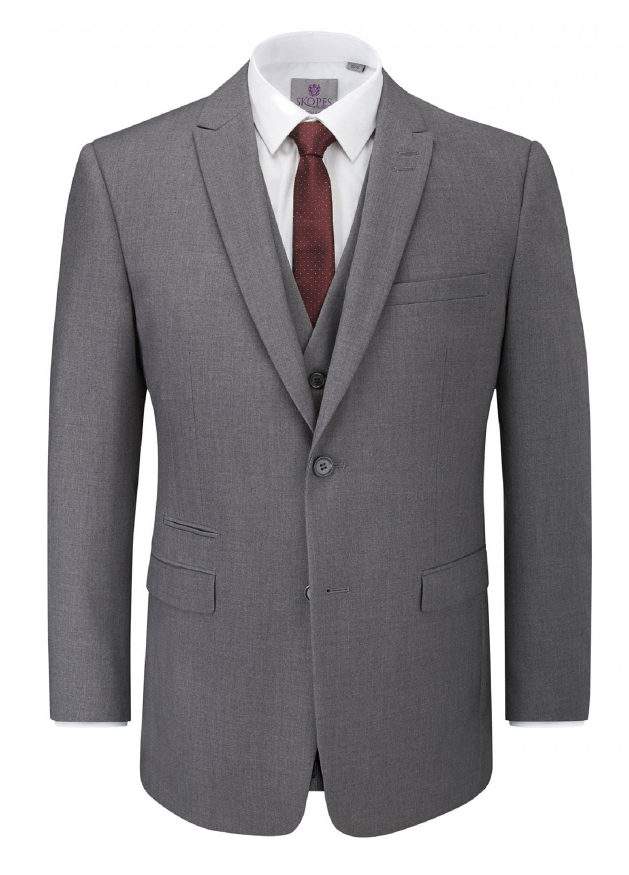 Skopes Men's Madrid Tailored Fit Suit Jacket in Grey Sie 34 - 62