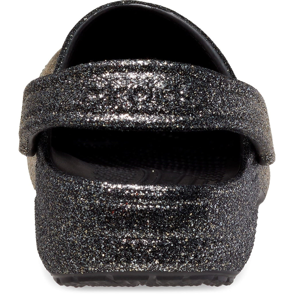 Crocs Women's Classic Glitter Clog in Black/Gold in 3 to 8