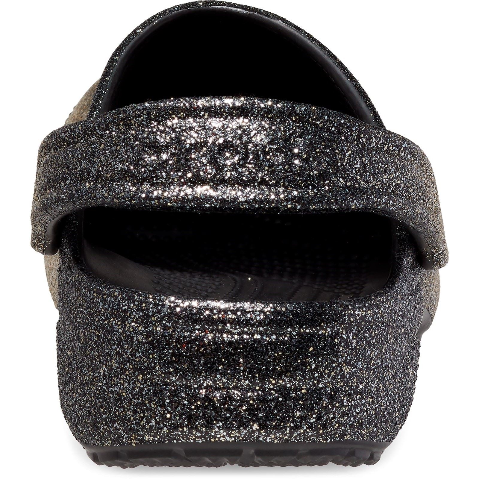 Crocs Women's Classic Glitter Clog in Black/Gold in 3 to 8