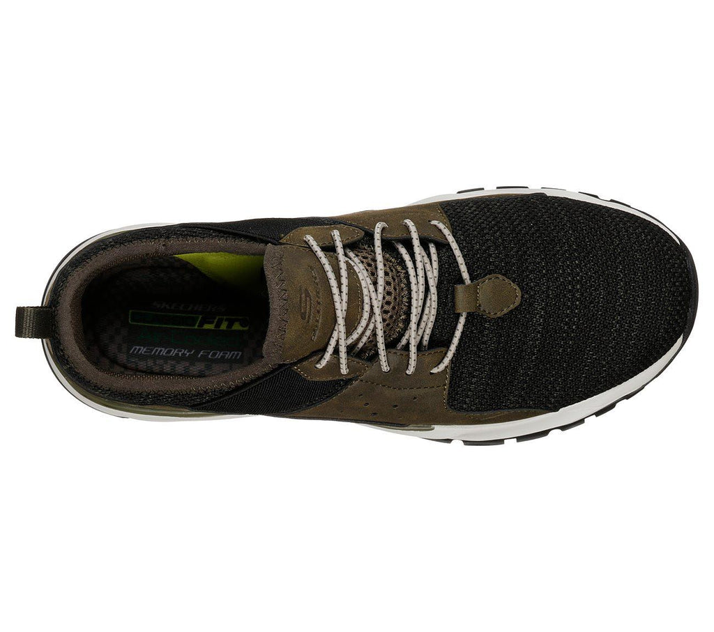 SKECHERS Men's Relven-Arkson Slip On Stretch Laced Sporty Casual Comfort Sneaker in Olive