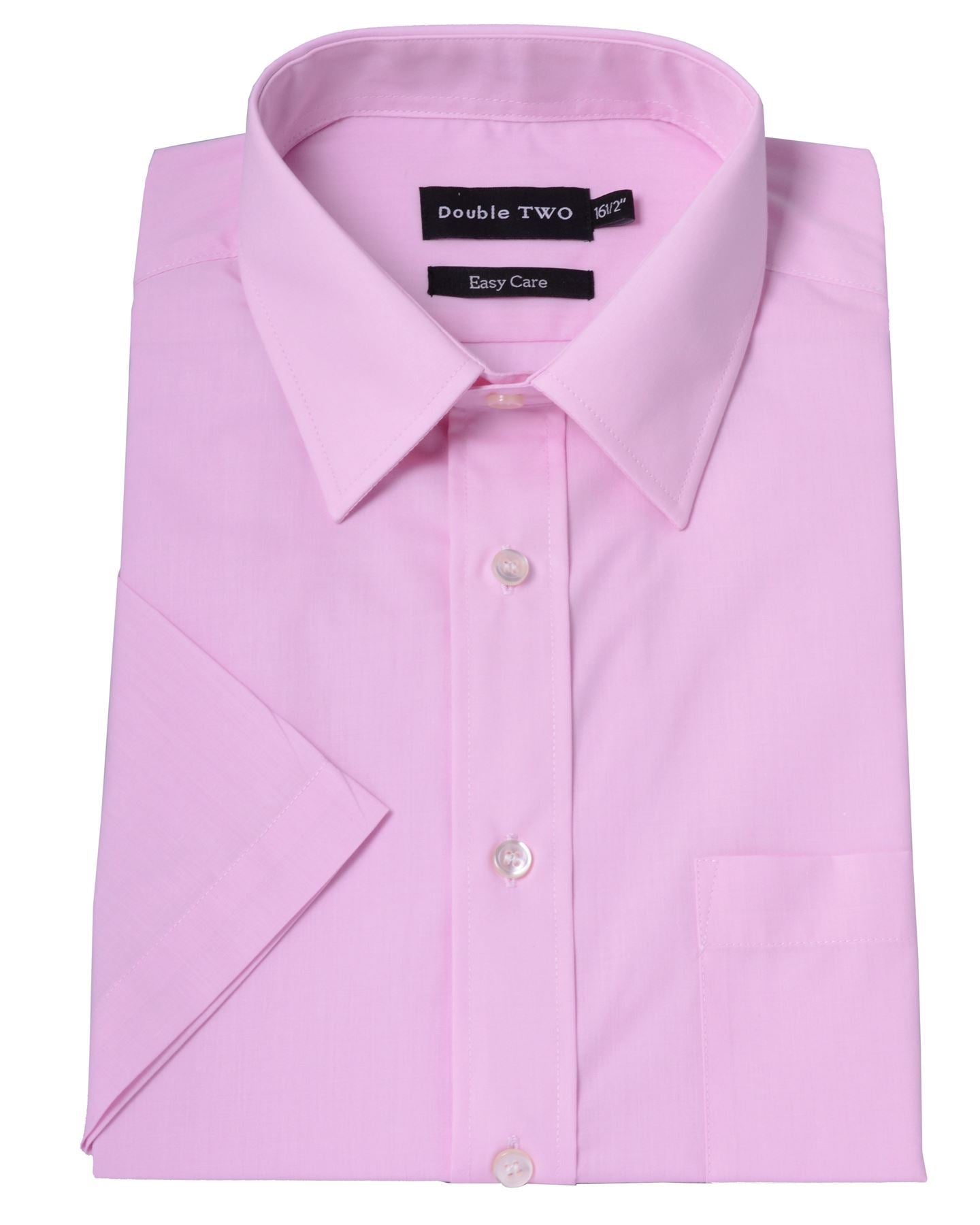 Double Two Men's Classic Cotton Blend Short Sleeve Shirt 6 Colours 14.5–23"