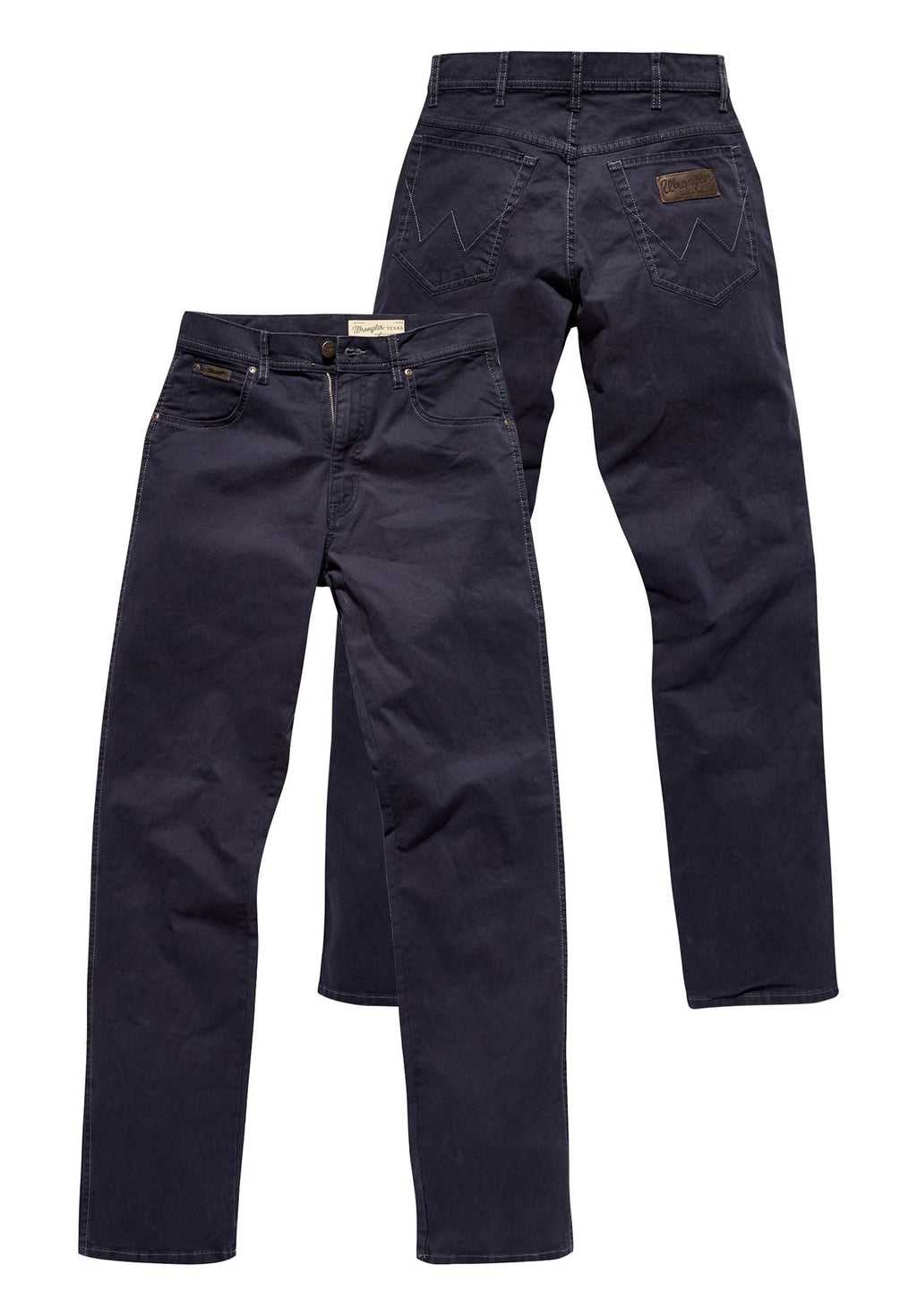 Wrangler Mens Texas Stretch Navy Soft Cotton Chino Trousers