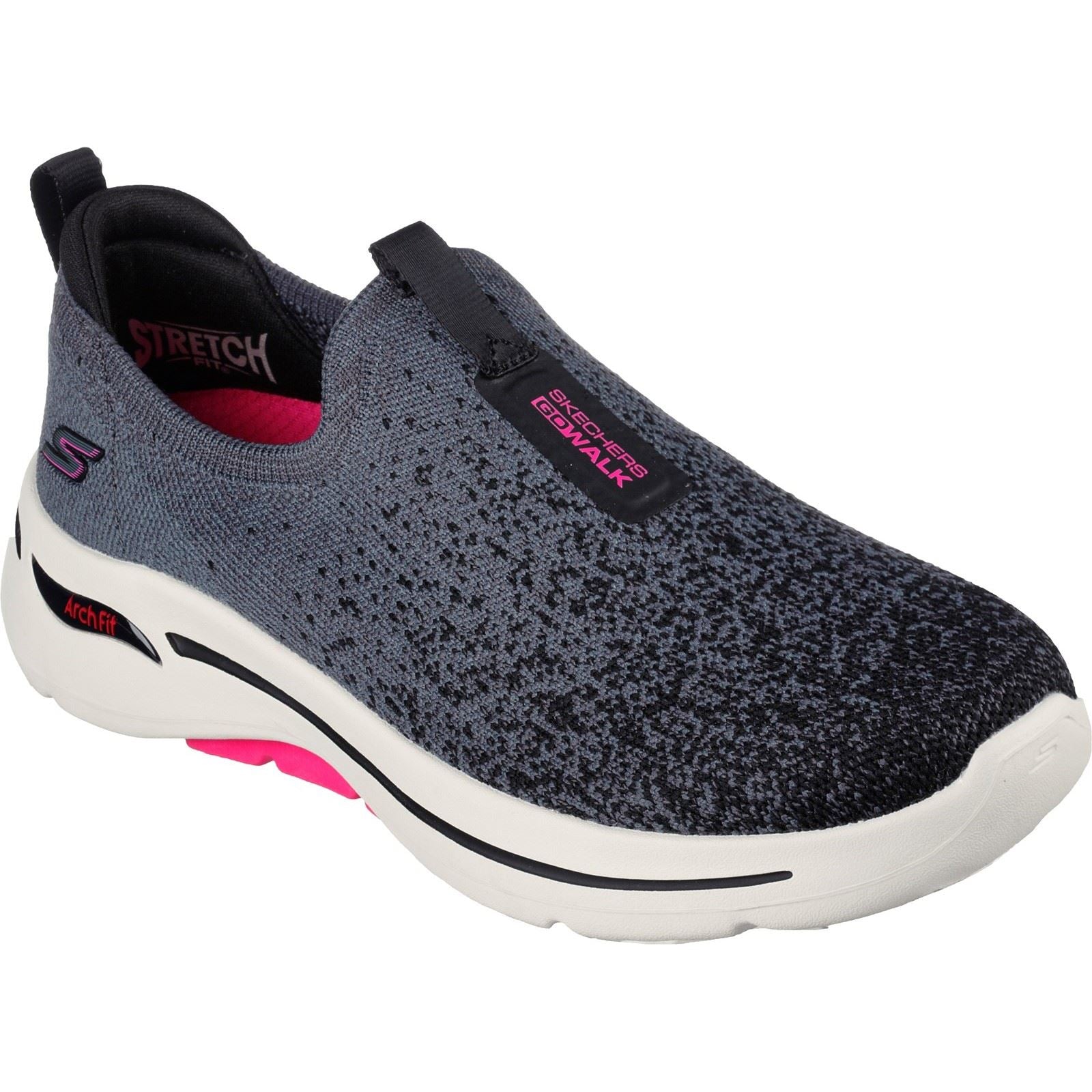 Skechers (GAR124873) Women's Go Walk Arch Fit Lunar Views Trainers in Black /Hot pink 3 to 8