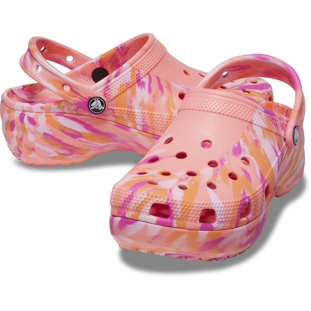 Crocs Women's Classic Platform Marbled Clog in Guava/Multi 4 to 8