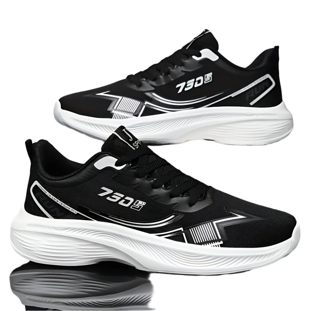 Men's Breathable Geometric Sports Shoes, Low Top Lace-up Hiking & Outdoor Sneakers