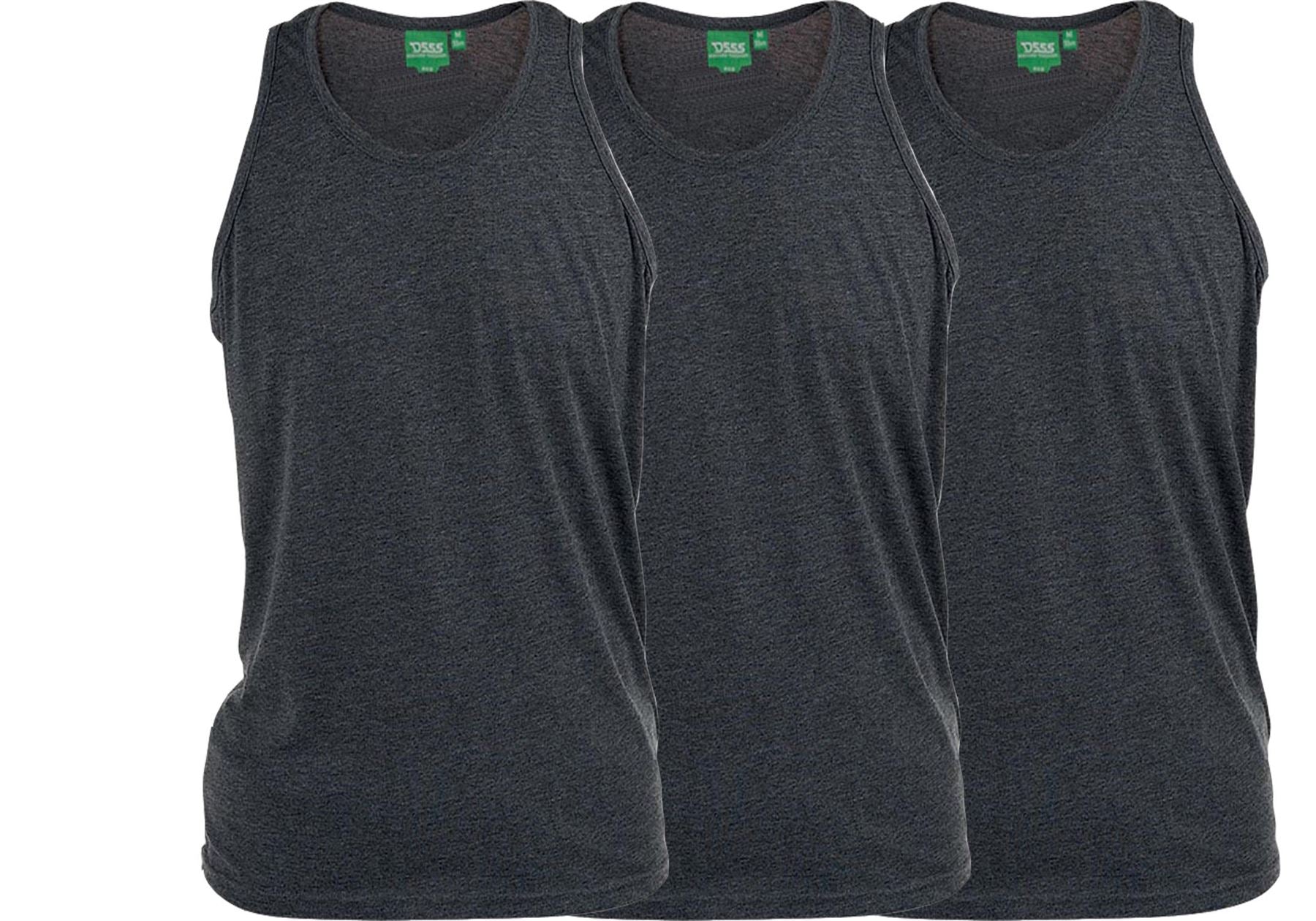 D555 Pure Cotton Long Length 3 Pack Muscle Vests Size Medium to XXL