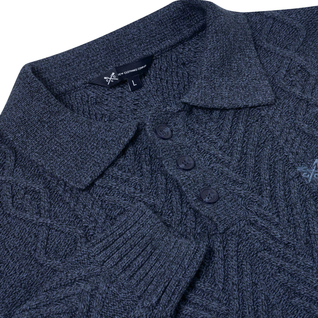 Crew Clothing Company Men's Cable Knit Button Neck Jumper 6 Colours XS–3XL