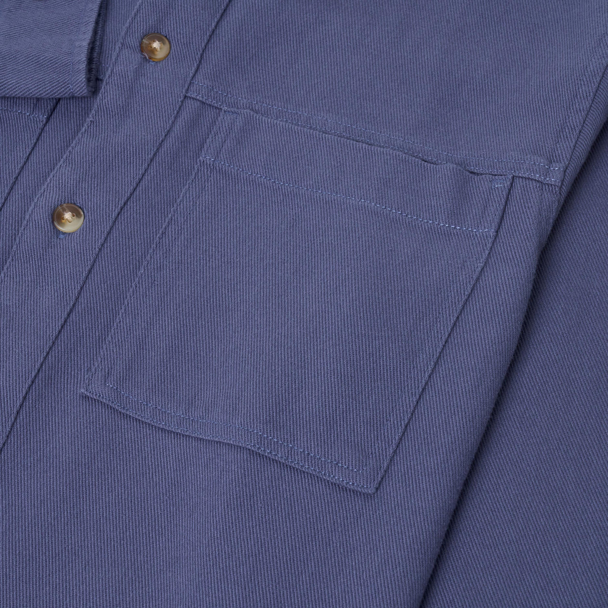 Ex-ASOS Men's Blue Heavyweight Cotton Twill Overshirt with Pockets