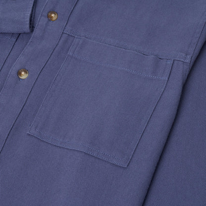 Ex-ASOS Men's Blue Heavyweight Cotton Twill Overshirt with Pockets
