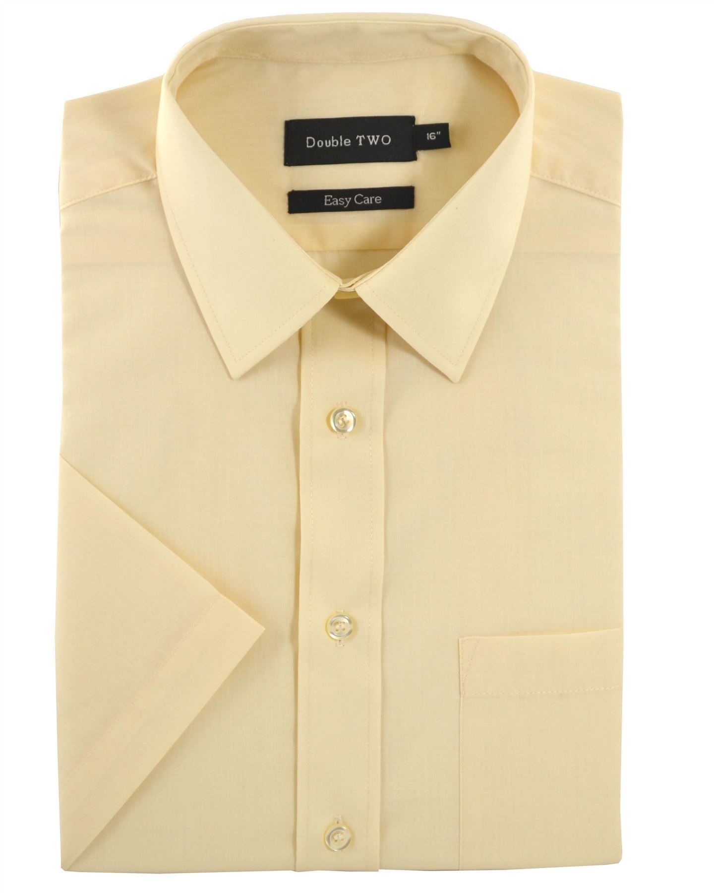 Beige dress shirt with short sleeves on a white background