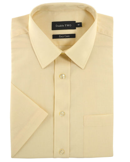 Beige dress shirt with short sleeves on a white background