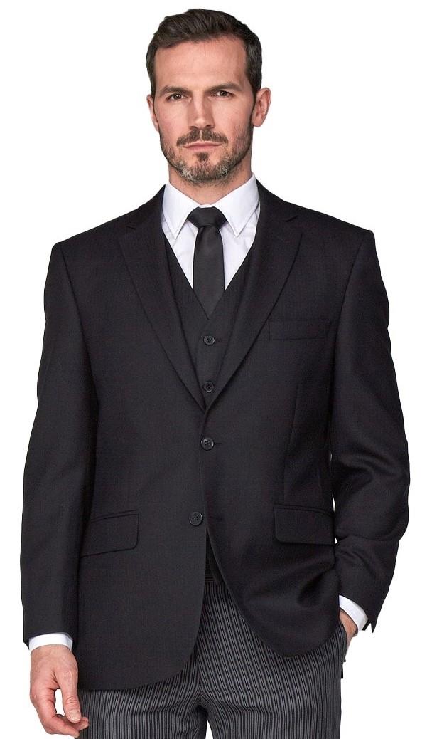 Scott Five- Button Masonic Herringbone Waistcoat For Men in Black, 34R-60R