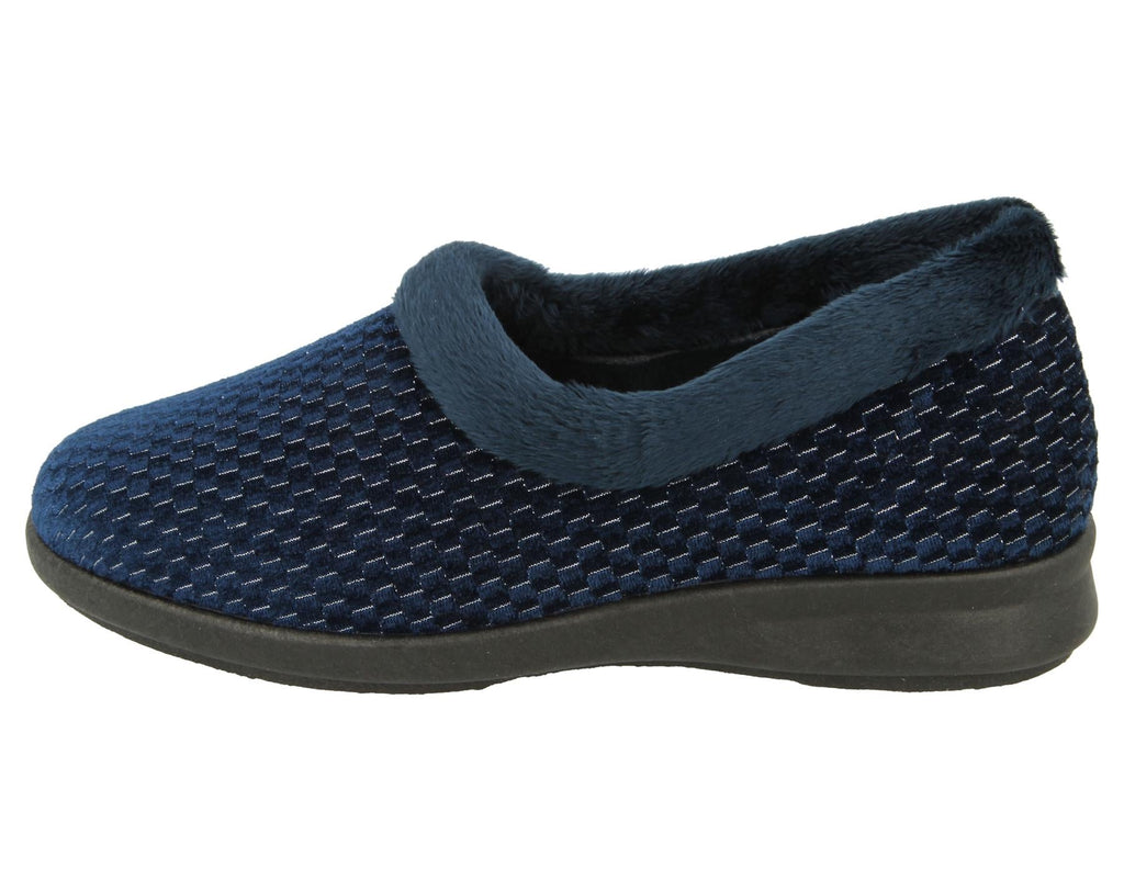 Womens (Besty) 2V Wide Fit By Db Shoes in Navy Stretch