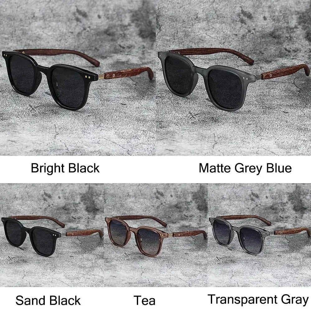 Trendy Retro Wood Grain Sunglasses Polarized UV Protection for Men Women Perfect for Cycling Outdoor Street Photography