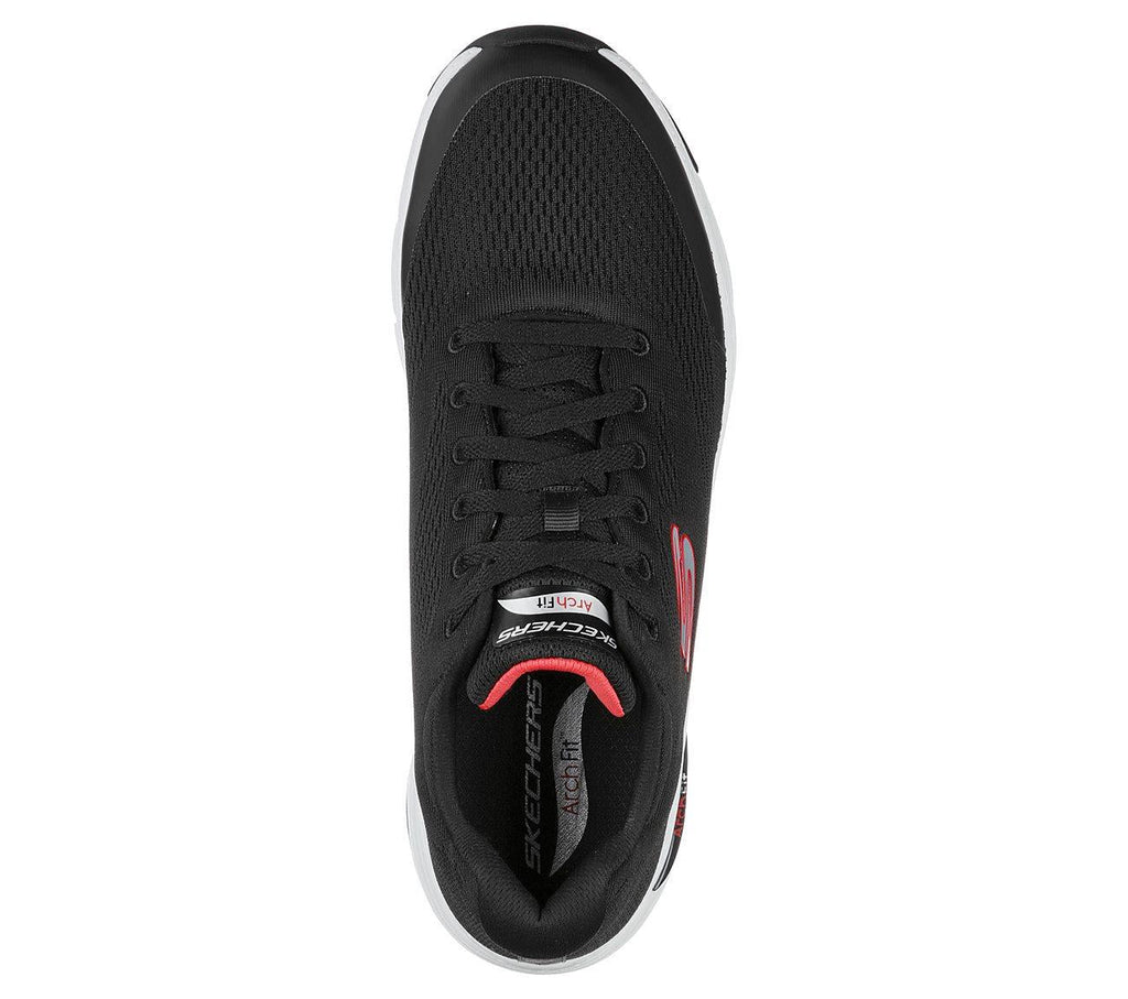 Skechers Arch Fit Walking Sports Shoes In Black/Red Upto Size UK 6 to UK 13