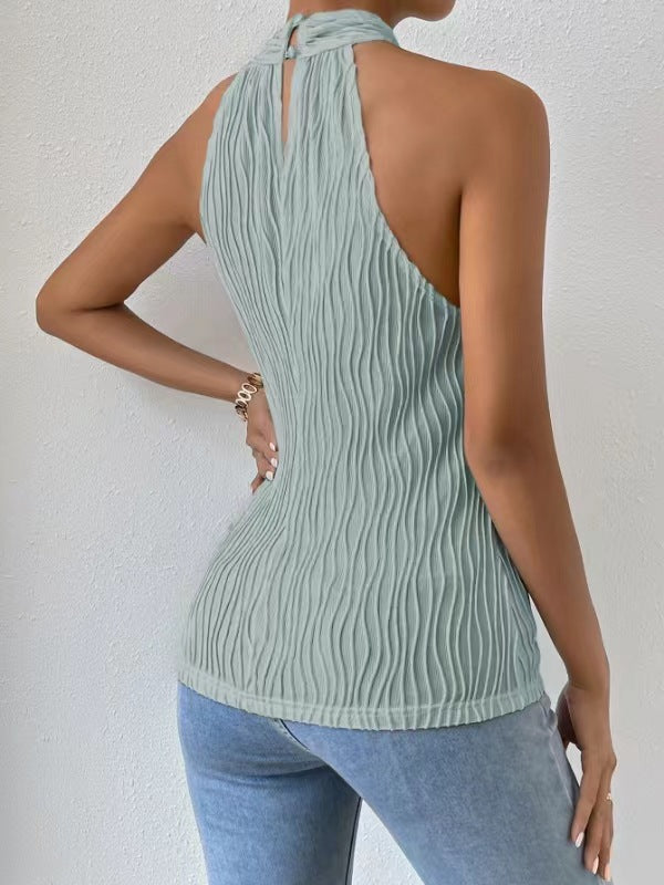 Fashionable Personalized Halter Knitted Short Top For Women