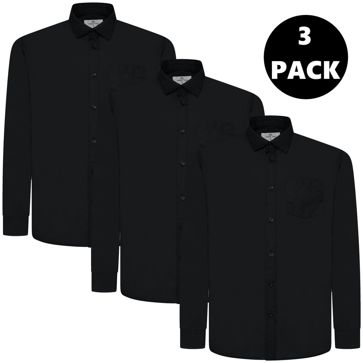 Springfield Men's Plain Long Sleeve Shirt | White or Black