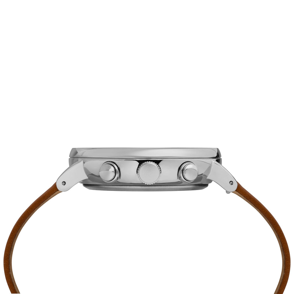 Timex Fairfield Mens Watch Brass Case Tan Leather Strap Silver Dial TW2R79900