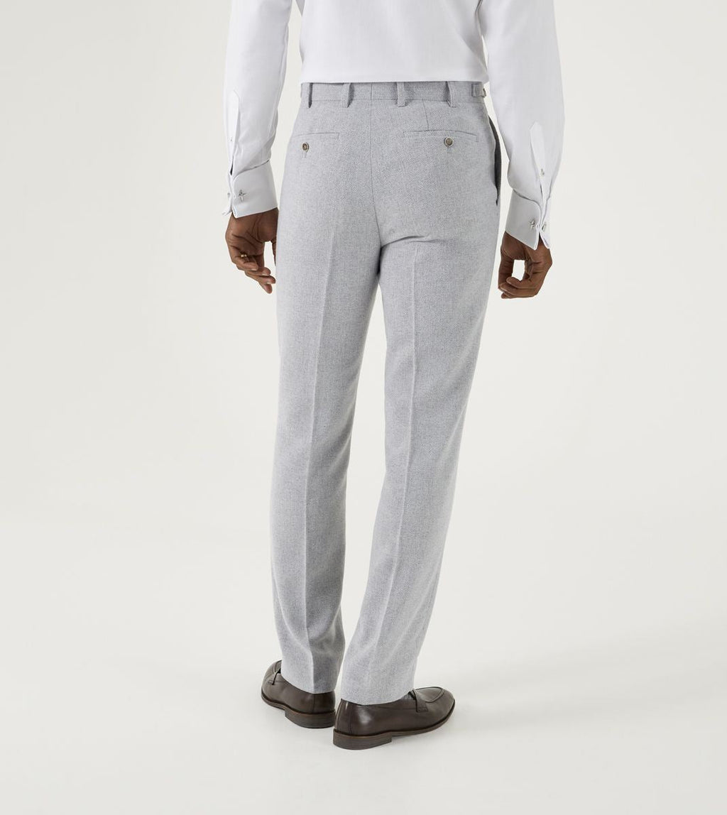Skopes Jude Suit Trouser For Men's in Silver Herringbone, 28W to 52W