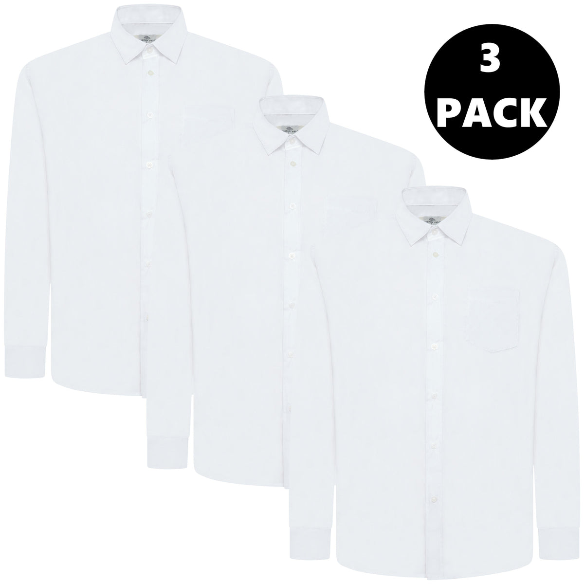 Springfield Men's Plain Long Sleeve Shirt | White or Black