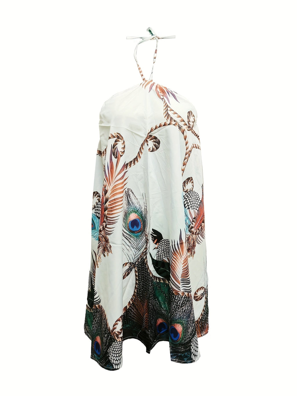 ST22079 Women's Summer Off-Shoulder Halter Tie Loose Printed Dress