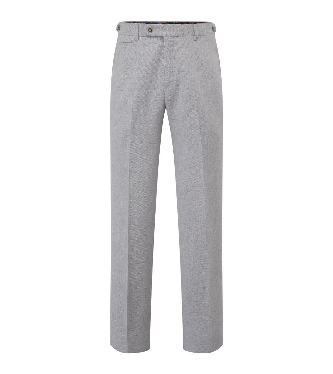 Skopes Jude Suit Trouser For Men's in Silver Herringbone, 28W to 52W