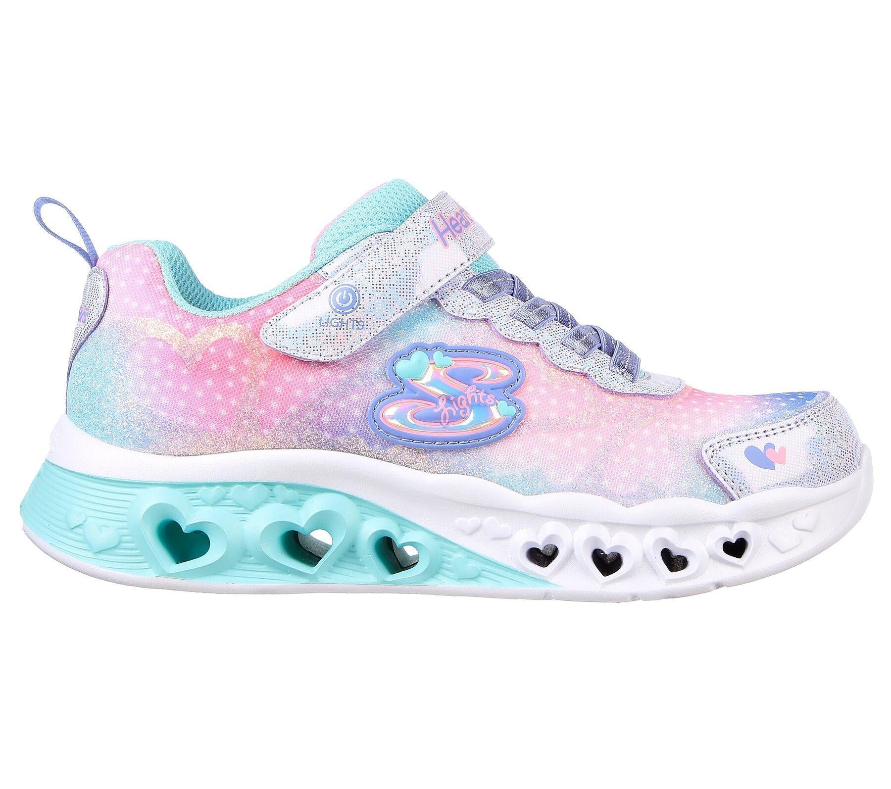 Skechers (GAR302315L) Childrens Sports Flutter Heart Lights Simply Love Shoes in UK 1.5 to 13.5