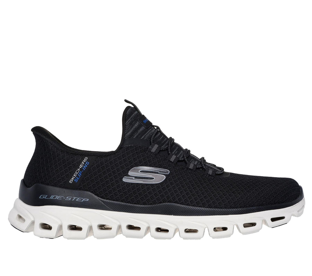 Skechers Slip On Sneaker Shoe For Men Glide-Step Noxus Slip-Ins Stretch Lace in Black, 5.5-13