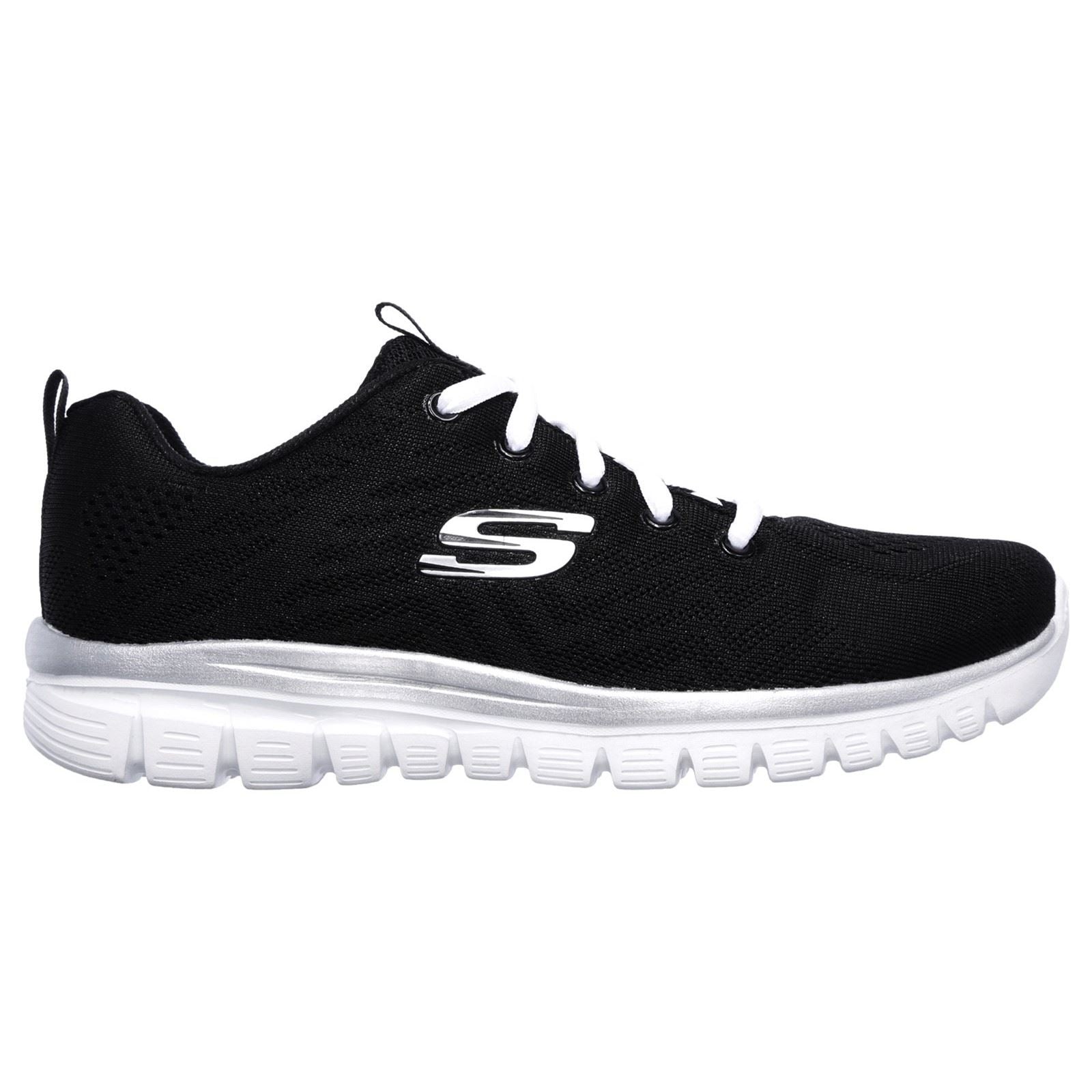 Skechers (GAR12615) Women's Graceful Get Connected Sports Shoe in Black/White 3 to 8