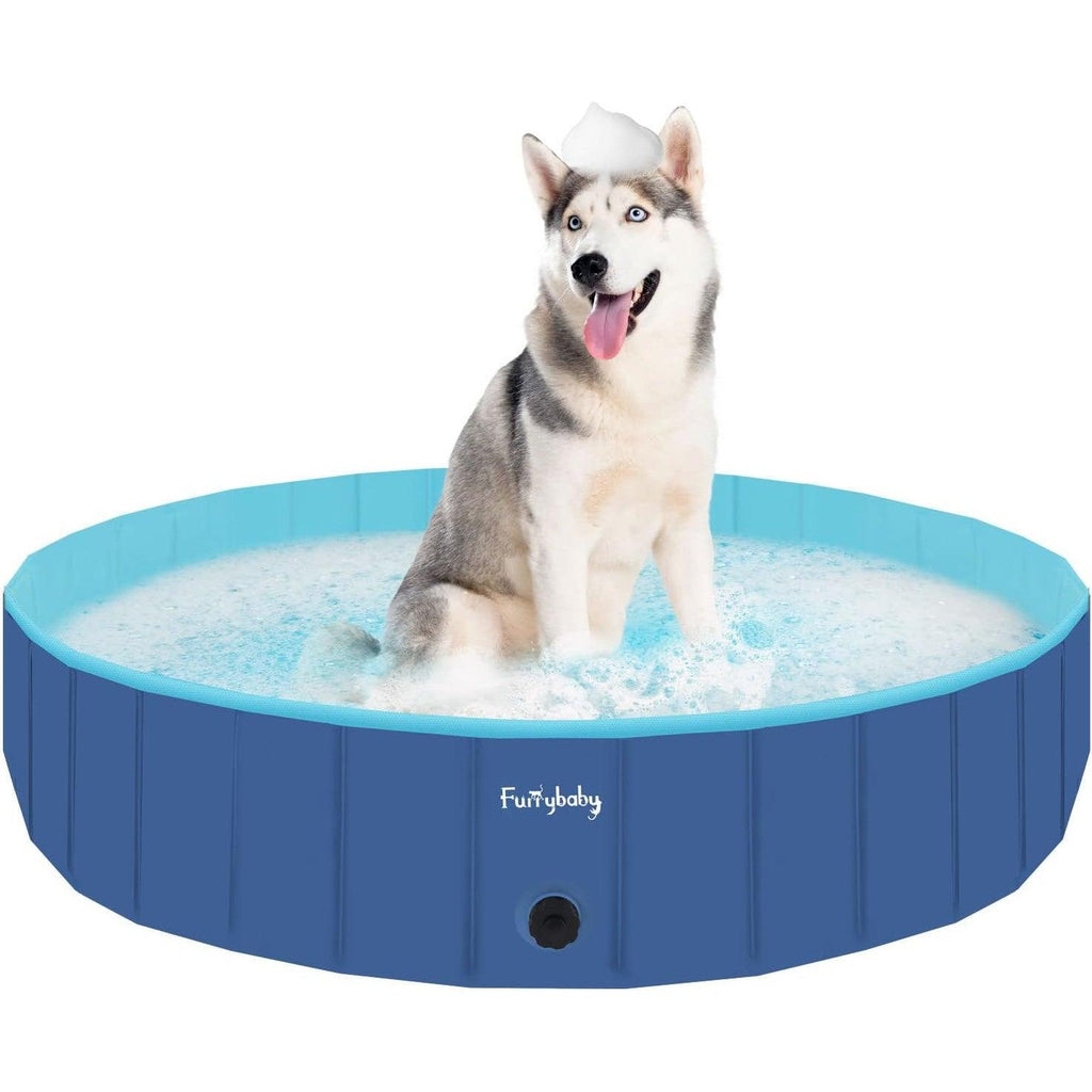 furrybaby Dog Pool, Durable Paddling Pool with Quick Drainage Hole Blue