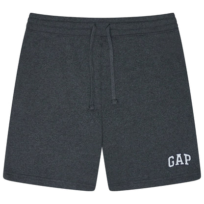 Dark gray shorts with a GAP logo on a white background