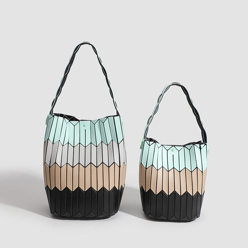 Geometric Rhombus Colour Matching Shoulder Bag