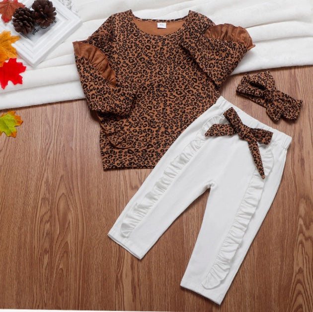 Girls' 2-pieces Clothes Set, Blouse Top with White Pants