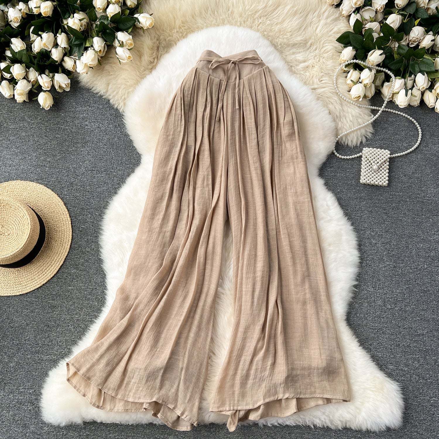 Girls' Lightweight High Waist Chiffon Pants