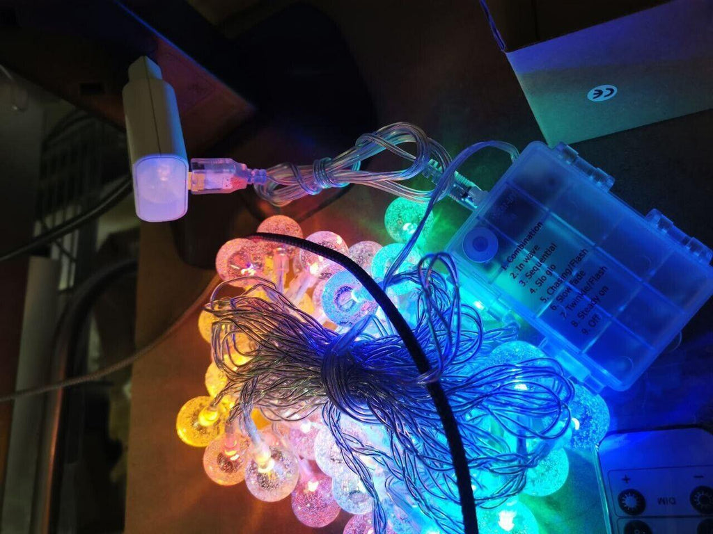 50 LED Colorful Crystal Ball String Lights with Remote Battery or USB