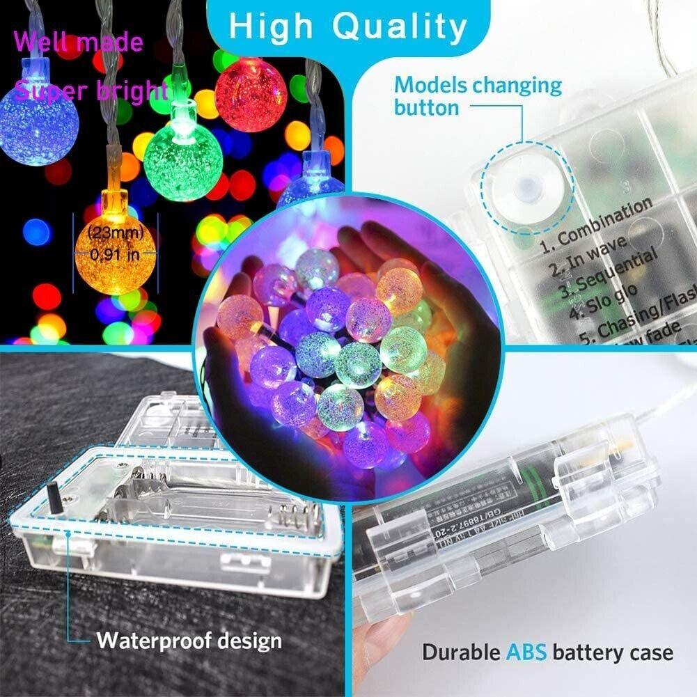 50 LED Colorful Crystal Ball String Lights with Remote Battery or USB