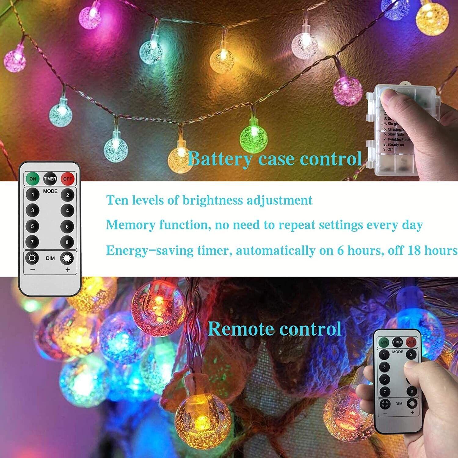 50 LED Colorful Crystal Ball String Lights with Remote Battery or USB