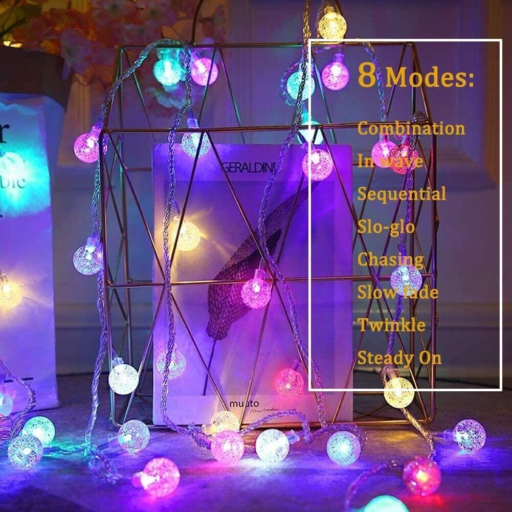 50 LED Colorful Crystal Ball String Lights with Remote Battery or USB