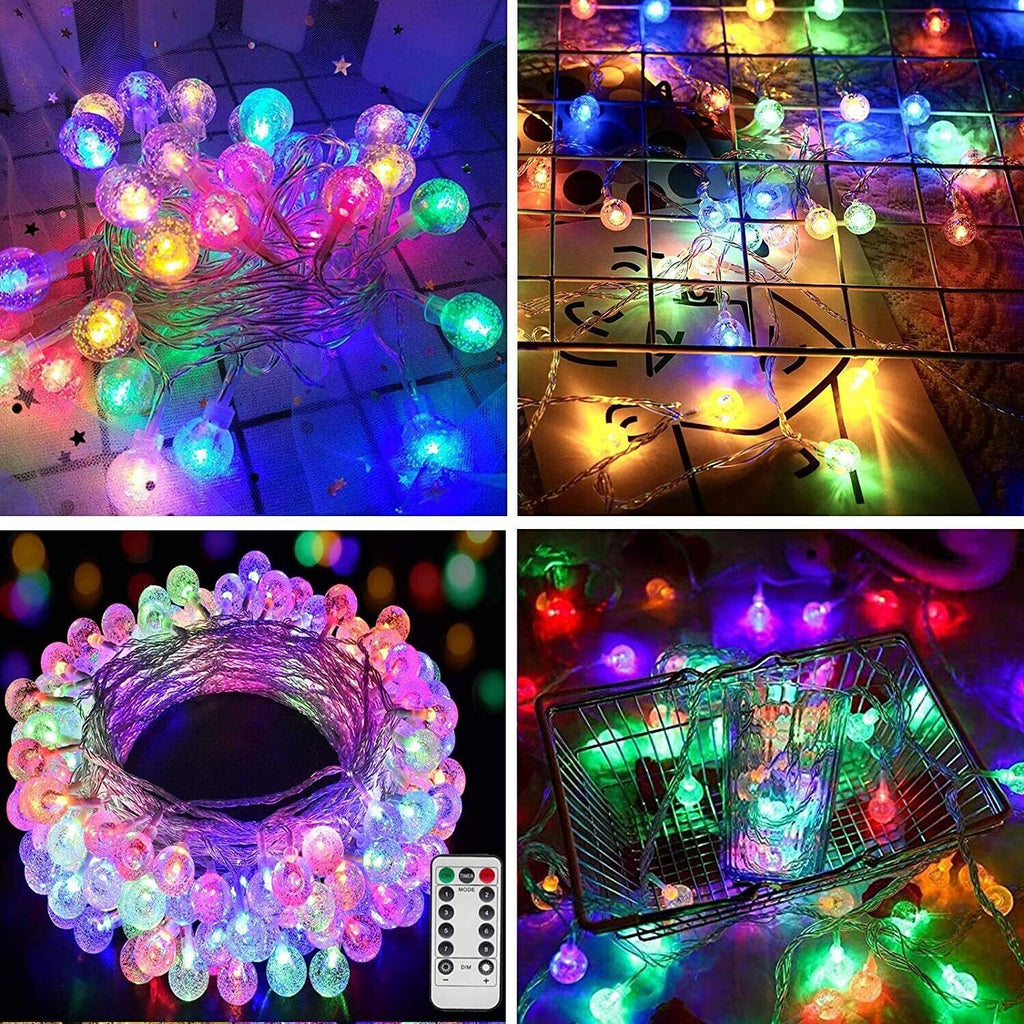 50 LED Colorful Crystal Ball String Lights with Remote Battery or USB