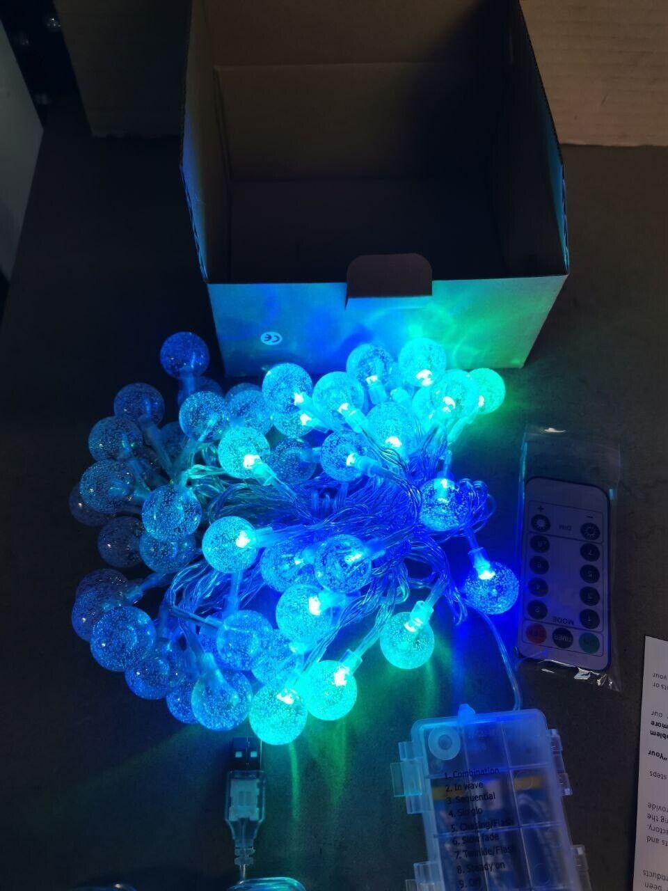 50 LED Colorful Crystal Ball String Lights with Remote Battery or USB