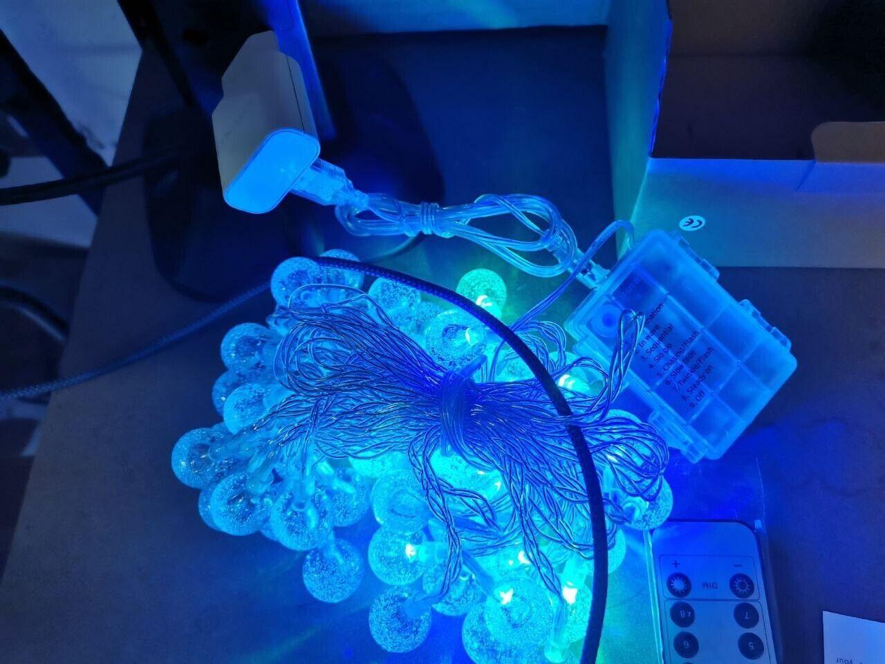 50 LED Colorful Crystal Ball String Lights with Remote Battery or USB