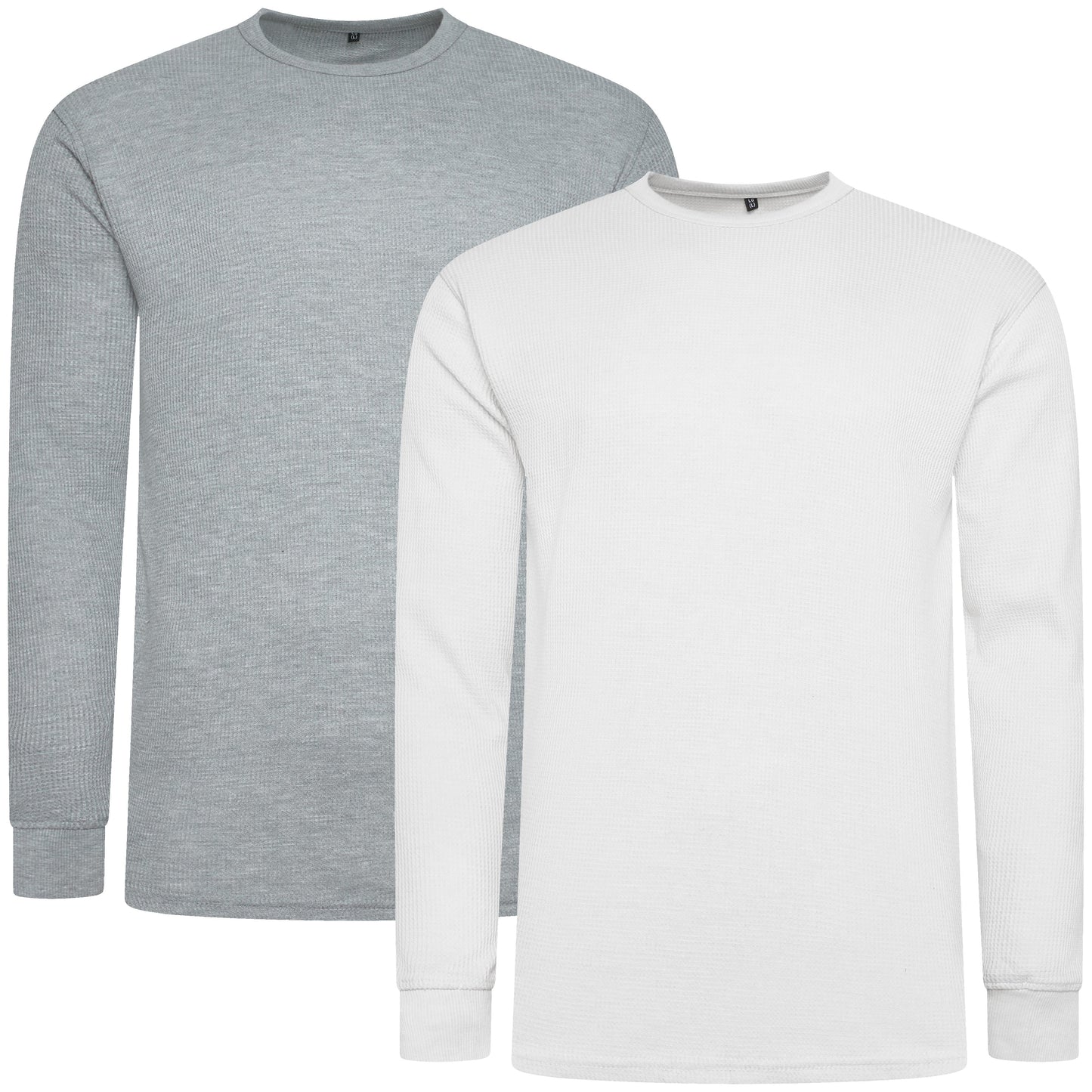 ONE Mens Waffle Knit Long Sleeve T-Shirt Cotton Crew Neck Casual Top - QHA UK